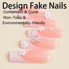Butterfly Flower Armor Water Pipe Faux Nails Set with Removable Elongated Rectangle Nail Patches