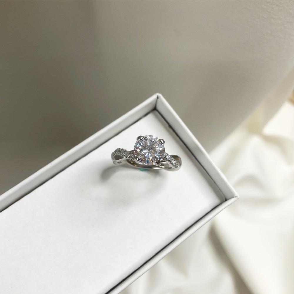 Tancise Women Classic 925 Sterling Silver Zircon Ring Ladies Jewelry Wedding Promise Party Gift