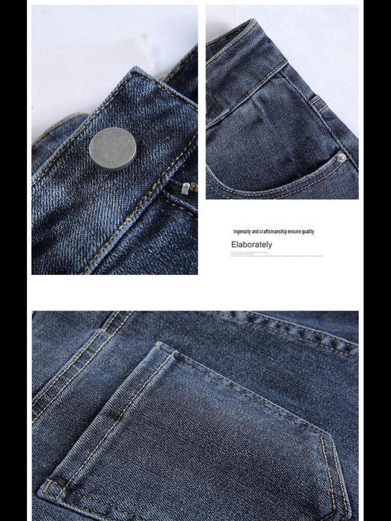 Женские плюшевые зимние джинсы с высокой талией - плотные, теплые, свободные прямые брюки-морковки