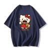 2026 Футболка Hello Kitty из мягкого хлопка с коротким рукавом и круглым вырезом, милый принт, легкий летний топ для женщин, повседневная одежда