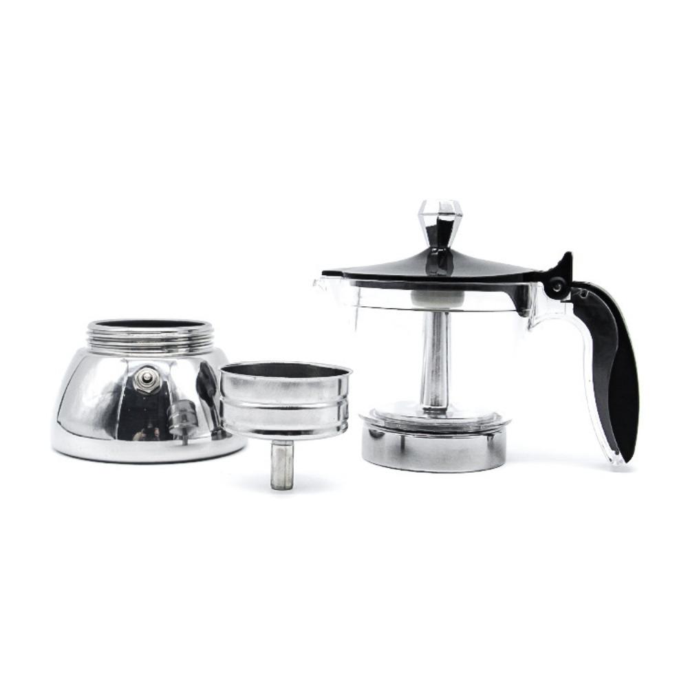 4/6 Cups Visible Moka Pot Stainless Steel Espresso Italian Coffee Machine Induction Cooker