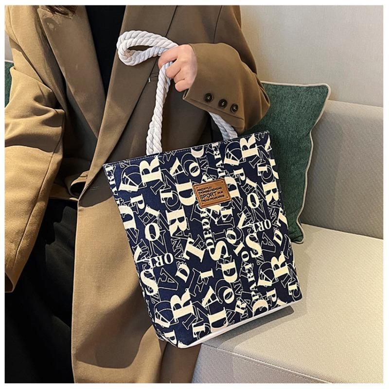 Женская сумка-тоут из холста с надписью, большая вместимость, стильная сумка через плечо для работы и поездок на работу