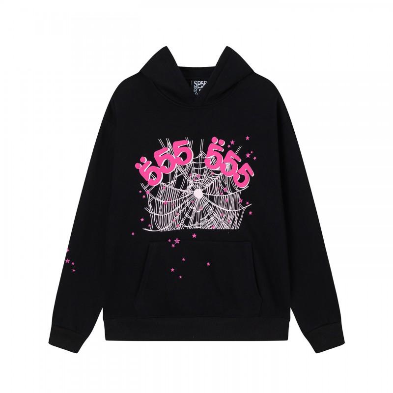 Spider Web Print Hooded Sweatshirt Set Unisex Oversized Streetwear Fleece Lined Long Sleeve Pullover