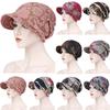 Fashion Women Floral Print Cotton Keep Warm Winter Wide-Brimmed Hat Turban Cap