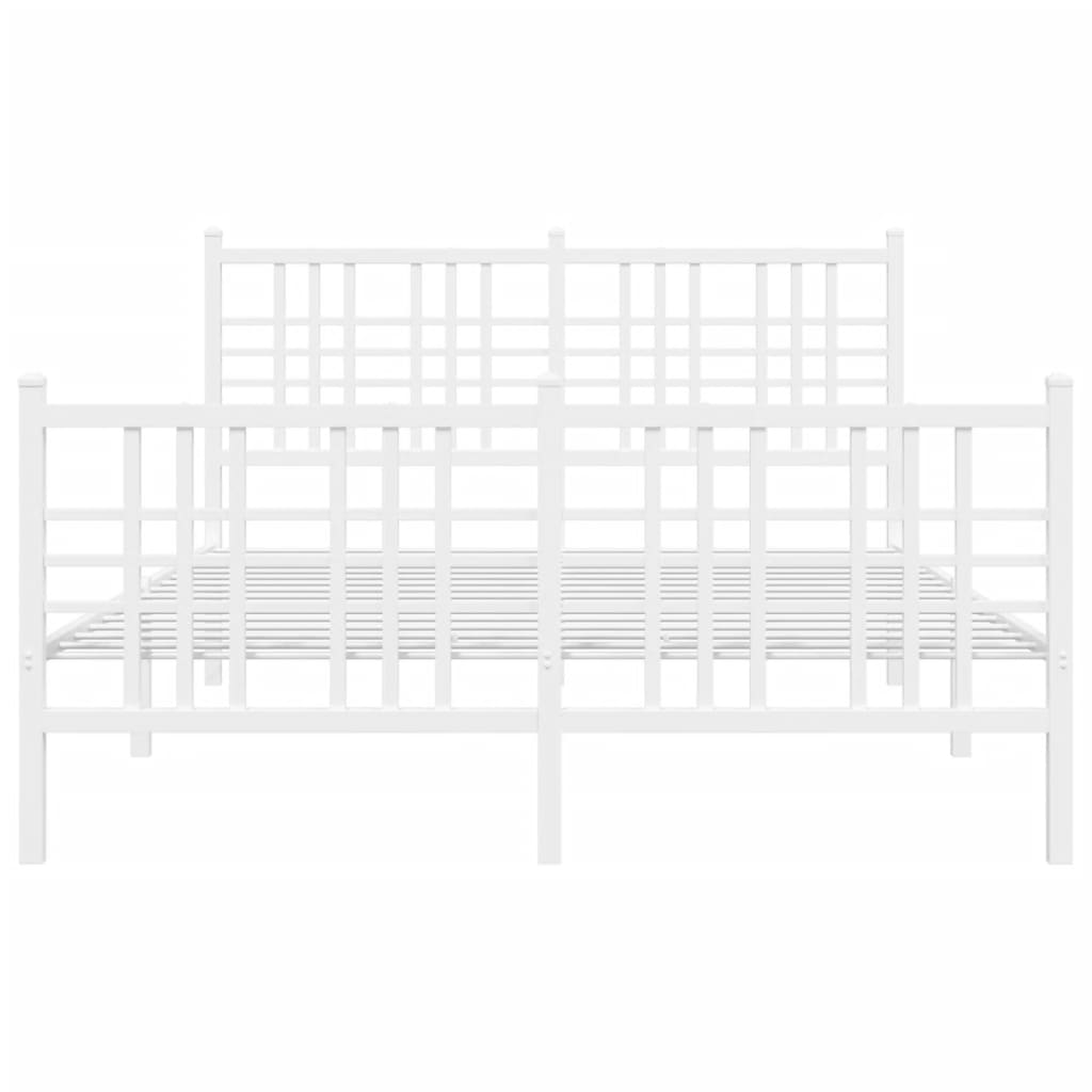 Vidaxl Metalowa Rama Łóżka Z Wezgłowiem I Zanóżkiem, Biała, 140X200 Cm