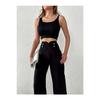 Women's High Waist Palazzo Buttoned Detail Slim Fit Pants