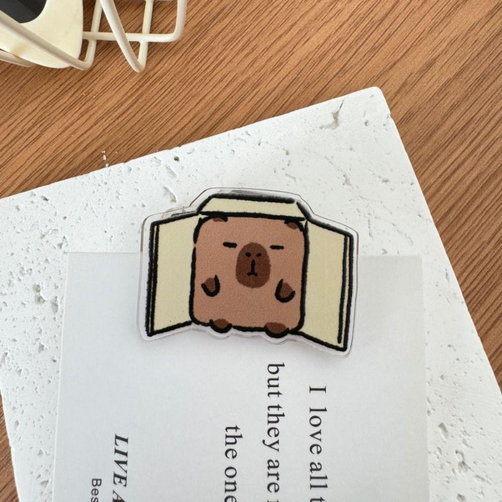 Acrylic Cartoon Capybara Clip Stationery Cute Capybara Photo Clip Capybara Paper Clip  Scrapbook