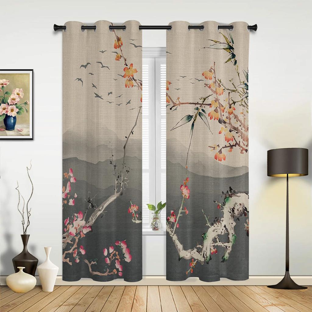 Цветущая сливовая птица в китайском стиле, занавески для окон, украшение для дома, шторы для гостиной, шторы для детской комнаты, шторы для кухни, спальни