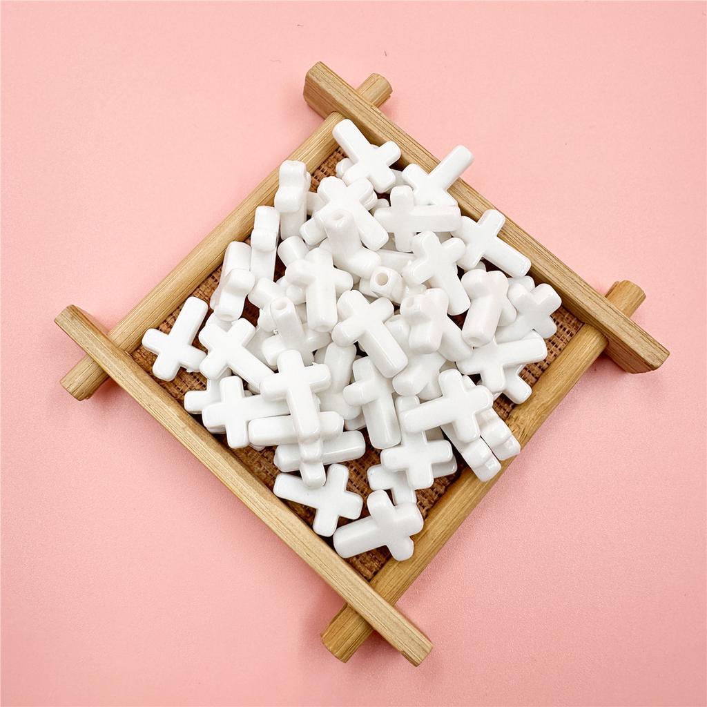 50Pcs System Cream Spring Color DIY Jewelry Accessories Macaron Color Necklace Bracelet Fashion Making Materials Cross Loose Beads