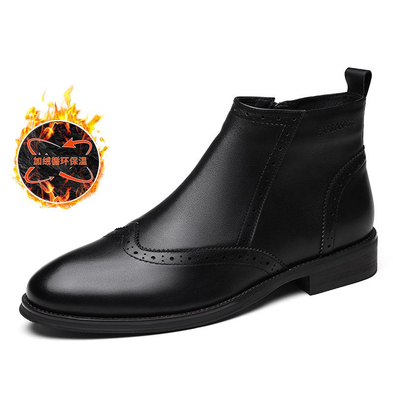 Зимние ботинки челси мужские кожаные короткие ботинки британский винтаж средние мартинсы Брок мужские высокие кожаные ботинки прилив