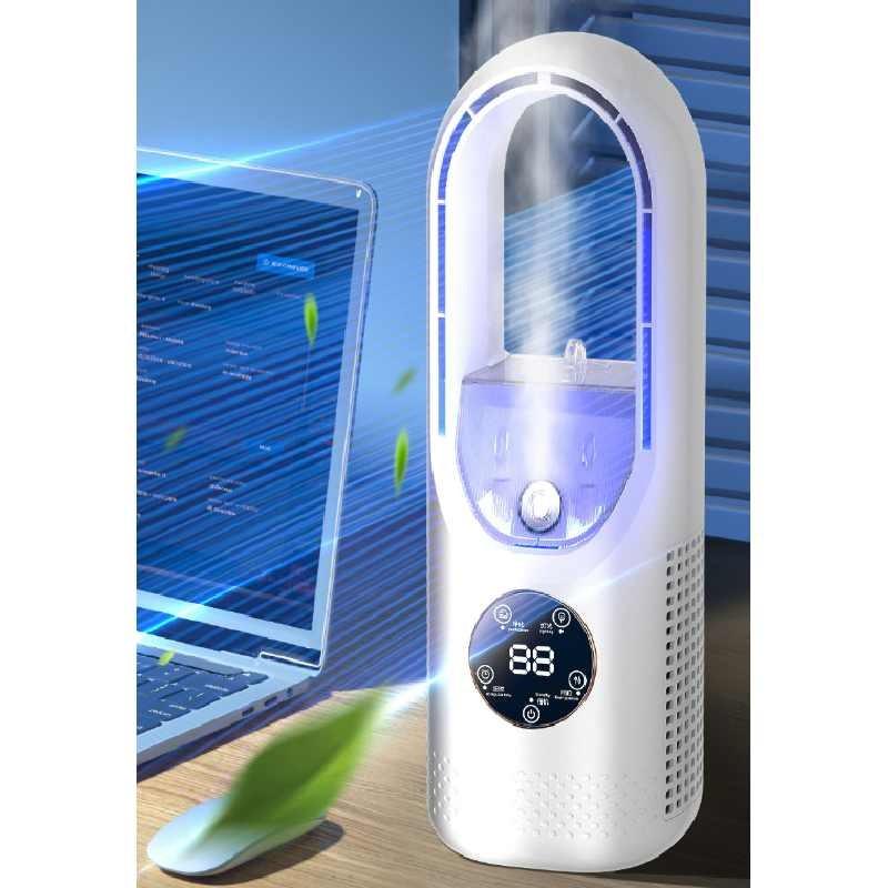 Rechargeable Usb Desktop Fan With Spray Humidifier And Touch Operation For Home And Gift