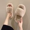 Large Size New Home Versatile Outerwear Flat Bottom Fashionable Hairy Women's Slippers
