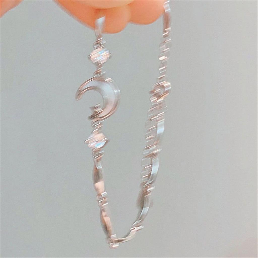 Crushed Ice Star Moon Adjustable Chain Bracelet Lightweight Alloy Wristband For Sensitive Skin Elegant Jewelry Gift
