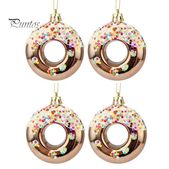 4 шт. рождественские украшения, подвески в виде пончиков, подвесные украшения для рождественской елки, реквизит для вечеринки, подвеска, домашний декор