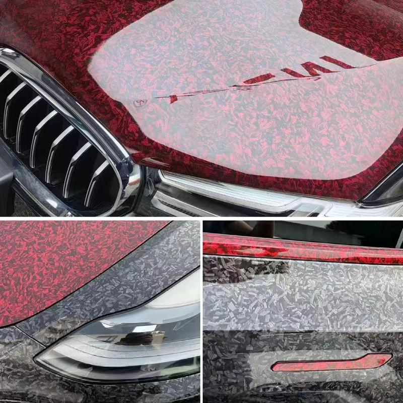 Автомобильная наклейка Углепластик Глянцевый Черный Красный Кованый Углепластик Виниловая пленка С выходом воздуха Углепластик Самоклеящаяся Автонаклейка Стикер
