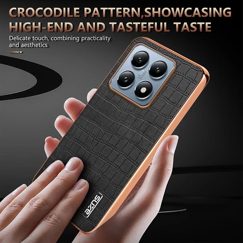 Чехол из ПУ-кожи с узором под крокодила для Xiaomi Mi 15 14 Ultra 14T 13T Pro, противоударный, с гальваническим бампером, чехол для телефона