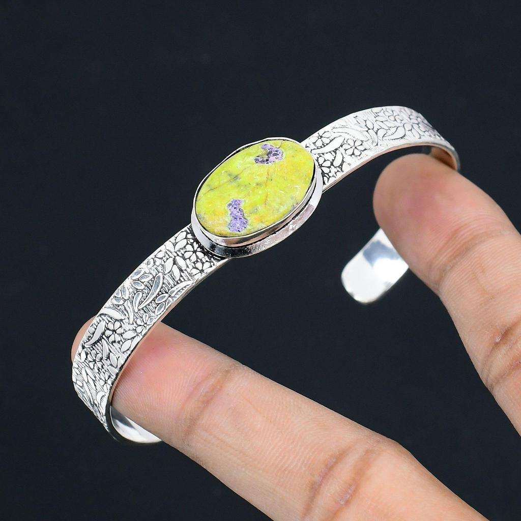 Halloween Sale Natural Atlantisite 925 Sterling Silver Birthday Bangle Bracelet