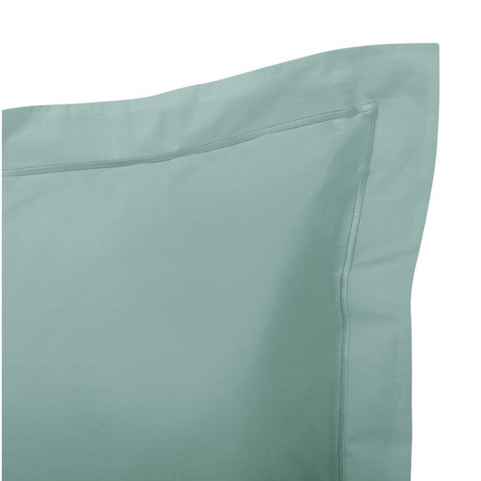 Taie d'oreiller percale de coton peigné "Julian" toutes dimensions Coton Pur - Julian Céladon - Taie d'oreiller 65 x 65 cm finition