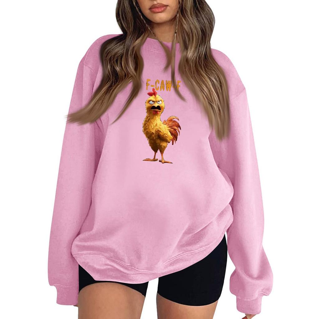 Women's Fashion Casual Round Neck Long Sleeve Top Printed Pullover Sweatshirt