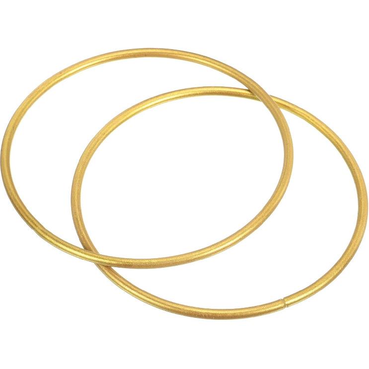 PATIKIL 7 Inch Round Metal Floral Hoop, 2 Pcs Plated Wreath Frame Macrame Ring, for Wedding Geometric Decor Party Wall Hanging, Gold Tone