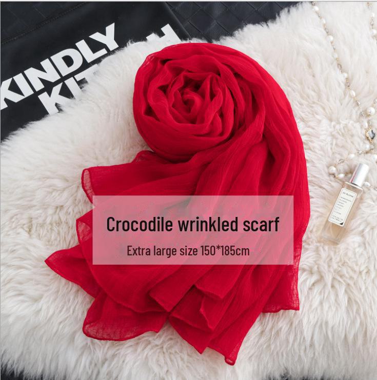 Шелковый шарф с имитацией крокодиловой кожи: Пляжная шаль и солнцезащитное полотенце в корейском стиле для женщин