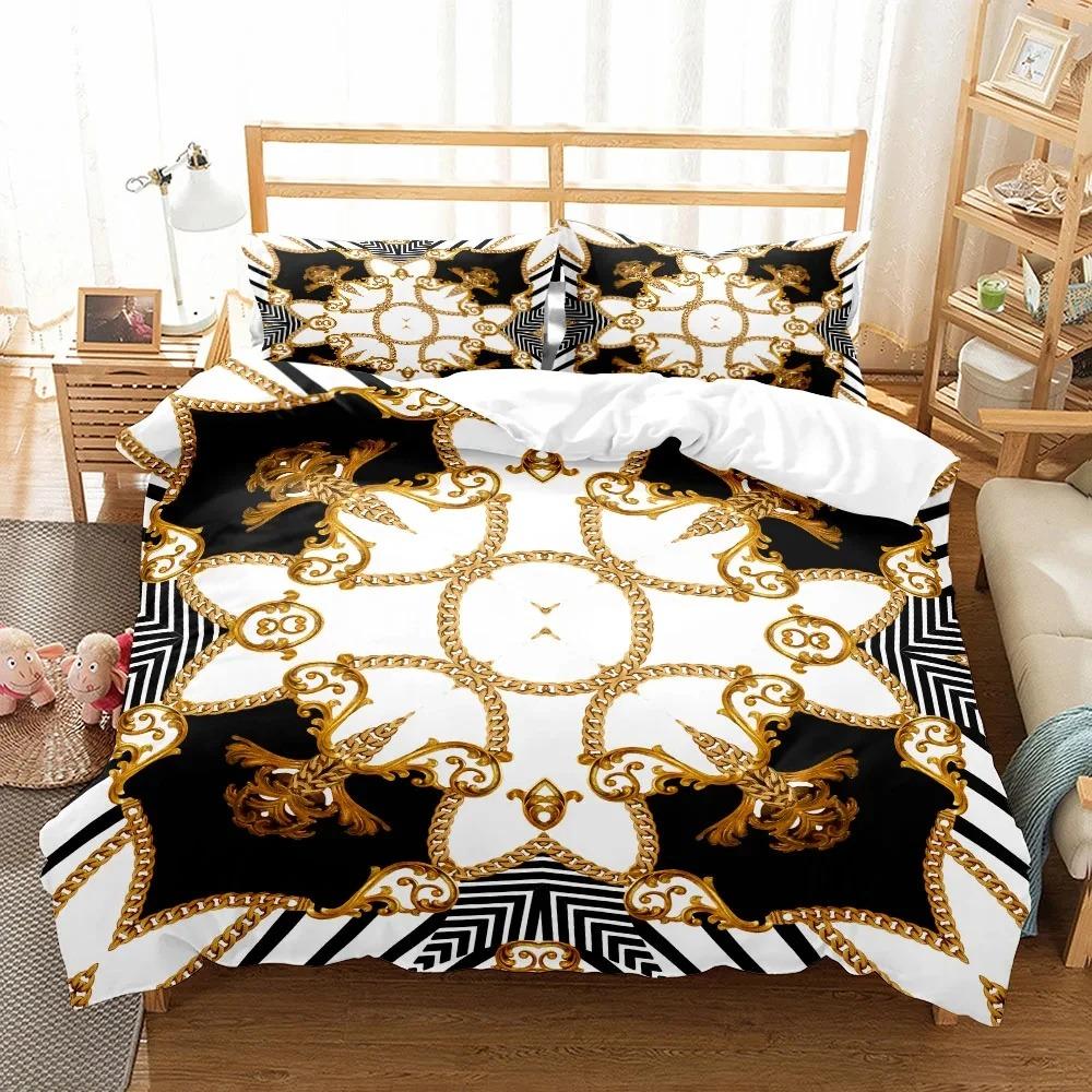 Chains Baroque Pattern Bohemian Bedding Set Small Single Twin Double Queen King Size Bed Linen Set For Adults Kids Quilt Cover