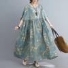 Short Sleeve Oversized Cotton Vintage Floral New In Dresses for Women Casual Loose Long Summer Dress
