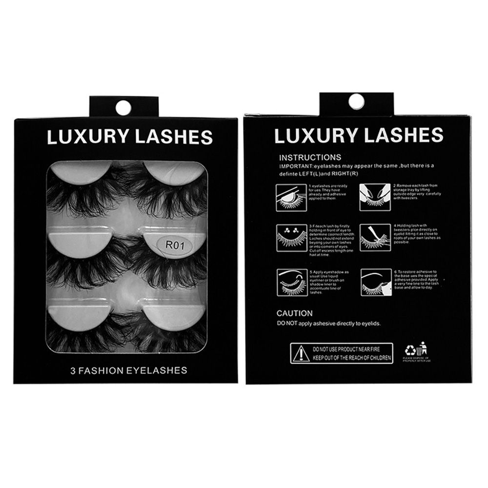 3Pairs Eye Extension Handmade Dramatic 20mm Fluffy 100% Cruelty free False Eyelashes 3D Mink Lashes