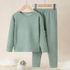 2025 Autumn/Winter Children's Double-Sided Brushed Wool Silk Warm Underwear Set for Boys and Girls