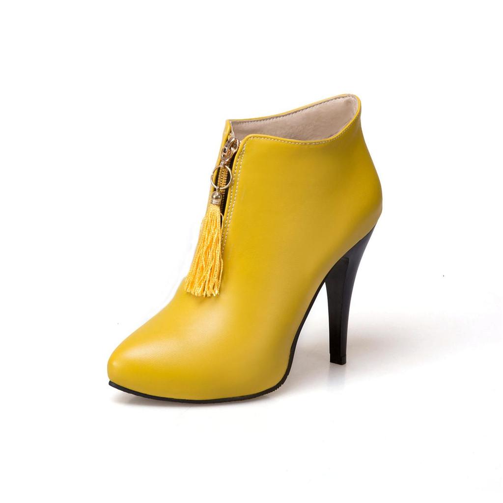 Women's High-heeled Short Boots, Versatile Slim Heeled Tassel Boots, New Autumn and Winter Oversized Boots