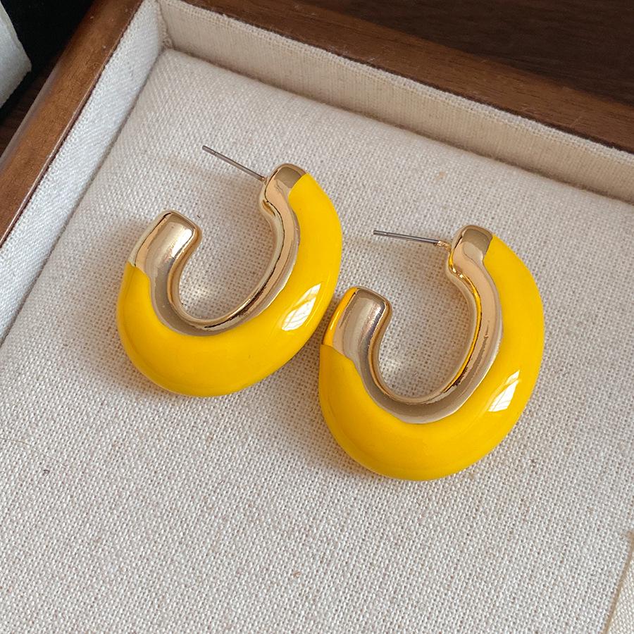 Серьги-гвоздики Oval Metal Earrings с серебряной иглой и капельным маслом - Простые, Ретро, Универсальные, с Высококлассным Шармом