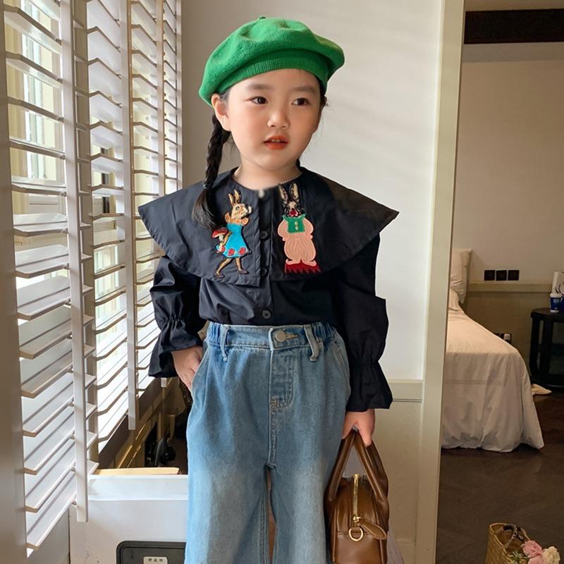 Детская рубашка, однобортный, с пышными рукавами, приятный для кожи и дышащий базовый топ