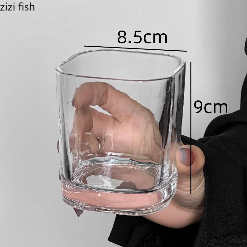 Прозрачная стеклянная кружка с вертикальными полосками, квадратная кружка для кофе, стаканы для сока, стаканы для воды, стаканы для холодных напитков, бокалы для вина, стаканы для питья