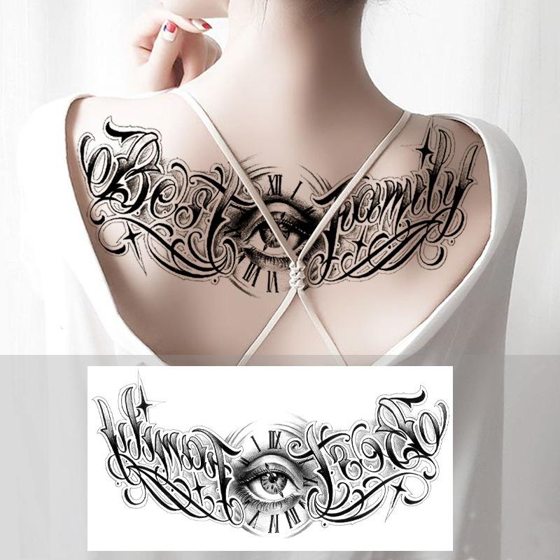Тату-наклейка на грудь с трехсторонним Буддой и цветком дракона через плечо, новая полудоспешная буквенная тату-наклейка против пота
