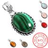 Подвеска из стерлингового серебра 925 пробы, женская бижутерия ручной работы, подарок на День дружбы, малахит, лунный камень, розовый кварц, красный камень, дымчатый топаз, тигровый глаз