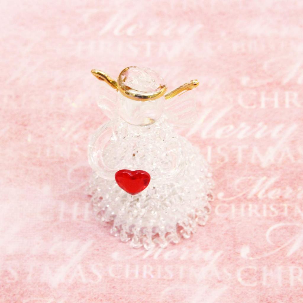 Fourcart Handmade Glass Crafts, LED Light-Up Heart Angels, Set of 6