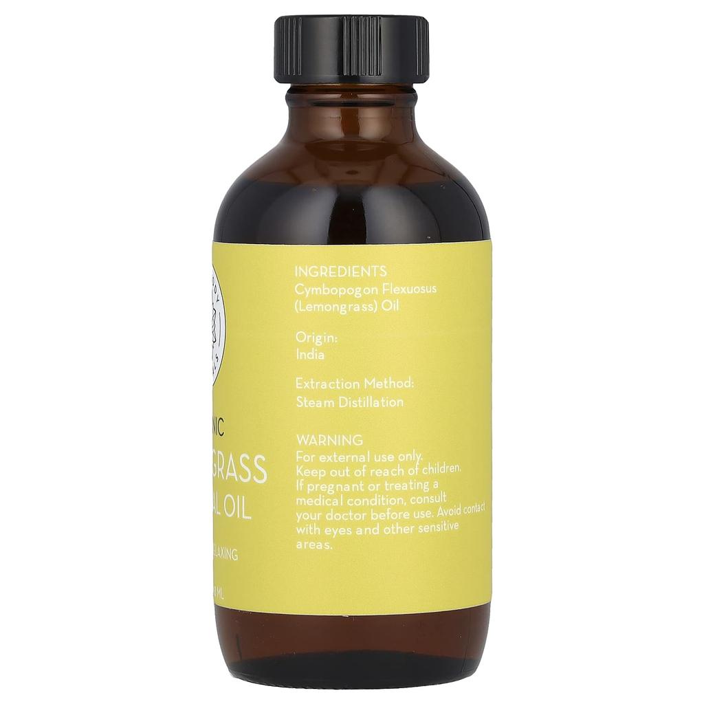Organic Essential Oil, Lemongrass, 118 Ml (4 Fl Oz)