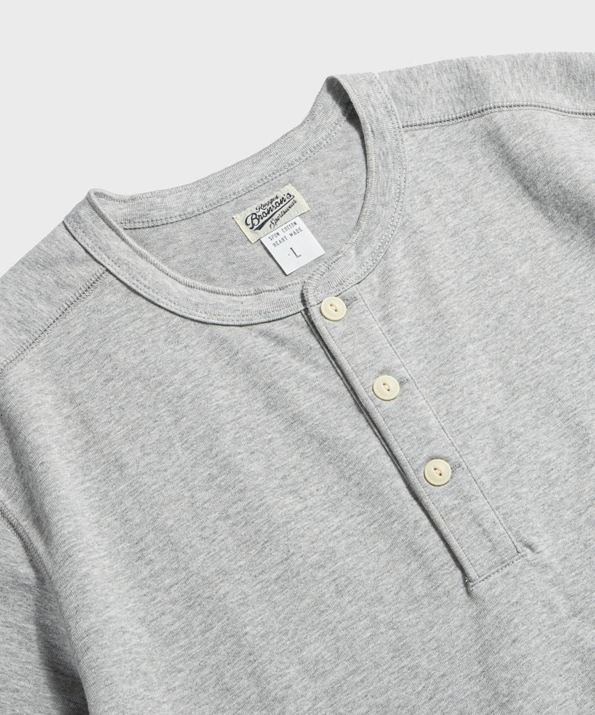 Beulonseun Хлопковая футболка-henley с коротким рукавом, 10,6 унций, серая