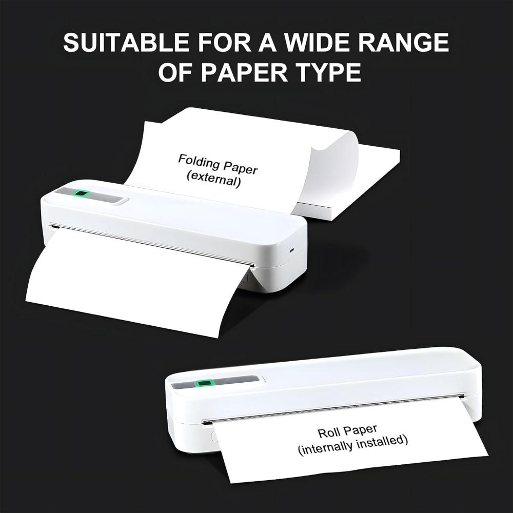 Portable wireless travel printer, portable Bluetooth thermal printer, small inkless thermal printer