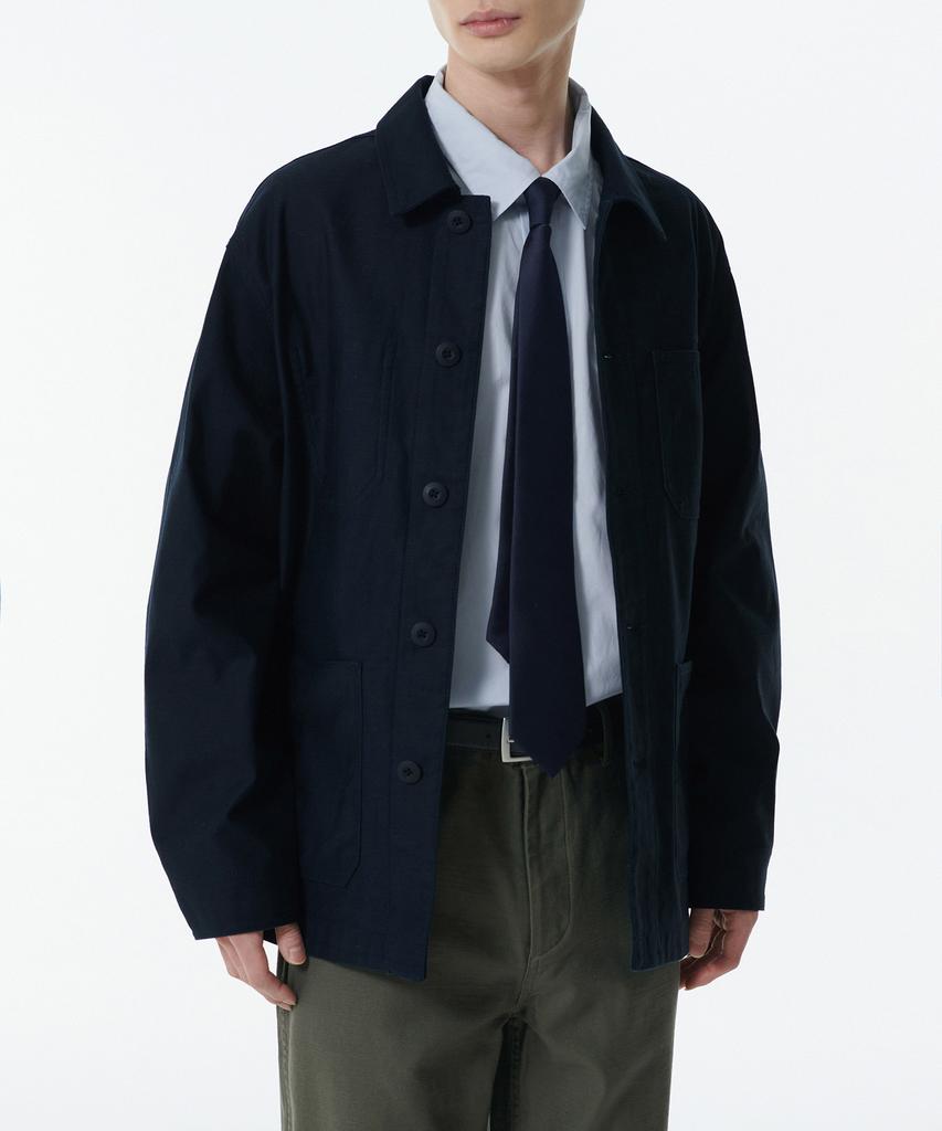 Musinsa Standard Back Satin Chore Jacket [Navy]