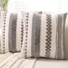 Boho Chenille Tufted Throw Pillow Cover Farmhouse Striped Decorative Cushion Case Square Pillowcase for Living Room Sofa Bed Couch Decor