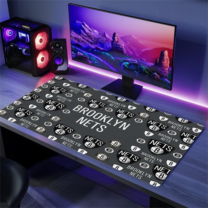 Brooklyn Nets Logo Color Mouse Pad Large Gaming Table Cushion Non-slip Laptop Tablet Big Mousepad XXL Mat Mini PC Playmat With Lock edge