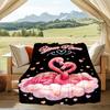 1PC Custom Name Flamingos Love Clouds Flannel Blanket Versatile,all-season Throw Suitable for the Living Room,bedroom,camping,travel,and Gift