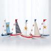 Wood Sailing Boat Model Mediterranean Style Miniature Boat Figurine  Office Room Livingroom
