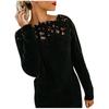 Women's Fashion Casual Solid Color Lace Stitching One-neck Lace Long-sleeved Sweater