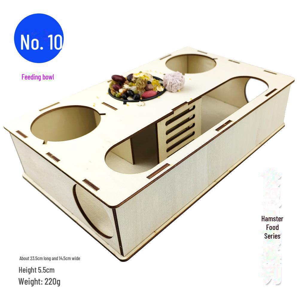 Деревянная миска для еды и развивающие игрушки для хомяков: Качели, дорожка для разбега, укрытие, тренировочная рама и лестница для подъема