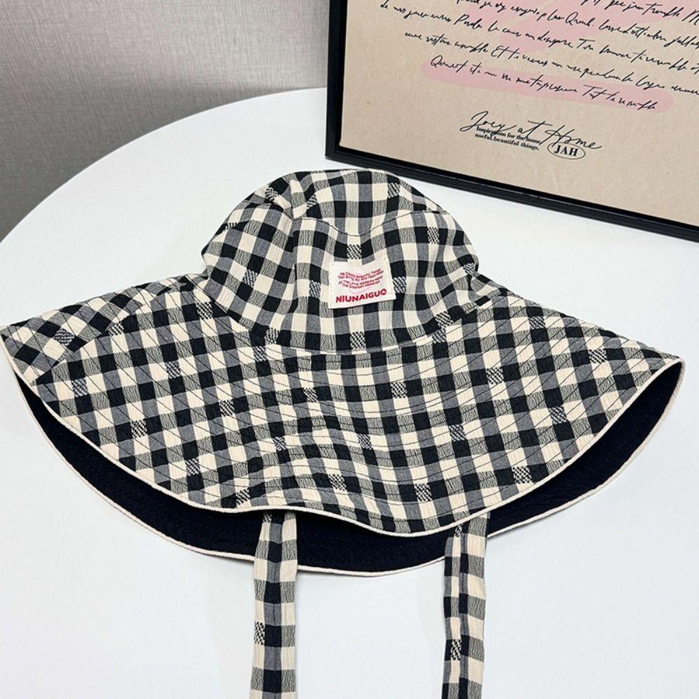 Шляпа рыбака для походов с широкими полями, солнцезащитная, клетчатая, кепка для походов, модная шляпа от солнца на шнурке, мужская