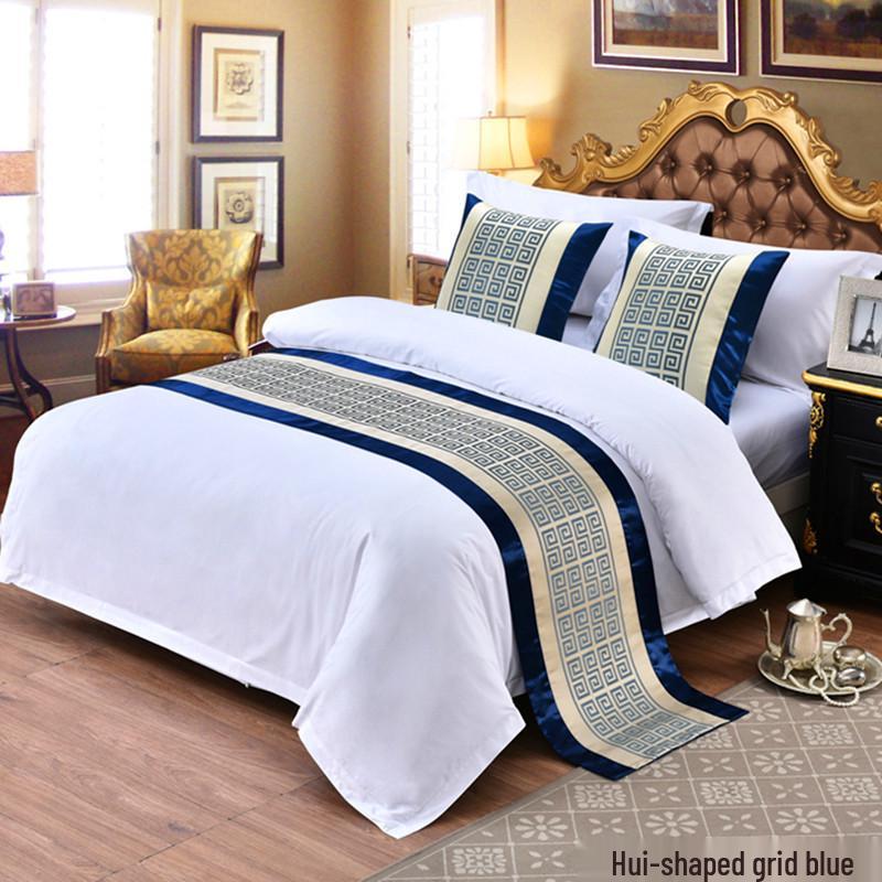 Новый китайский атласный золотой бегунок на кровать - Отель, Гостиница, Декор тематической квартиры, Шарф