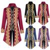 Men Steampunk Gothic Victorian Jacket Vintage Purple Velvet Tailcoat Medieval Frock Coat Uniform Renaissance Costume Mid-length Punk Men's Coat