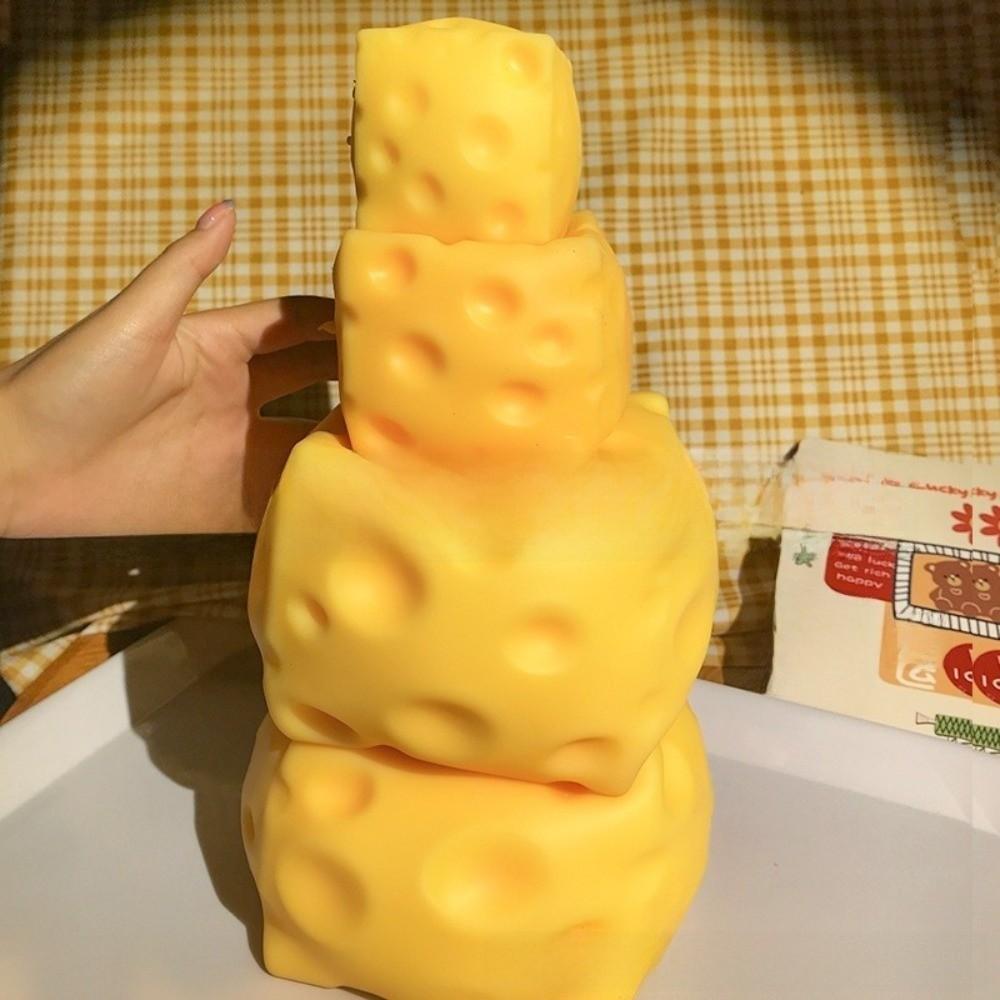 Сенсорные игрушки-антистресс, гигантские сырные сквиши, мягкие, новинка, тематика еды, кубики сыра